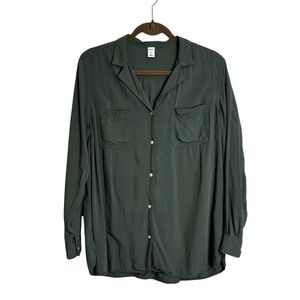 5/$25Old Navy Women’s Large Dark Green Button-Up Shirt Long Sleeve Collar Office